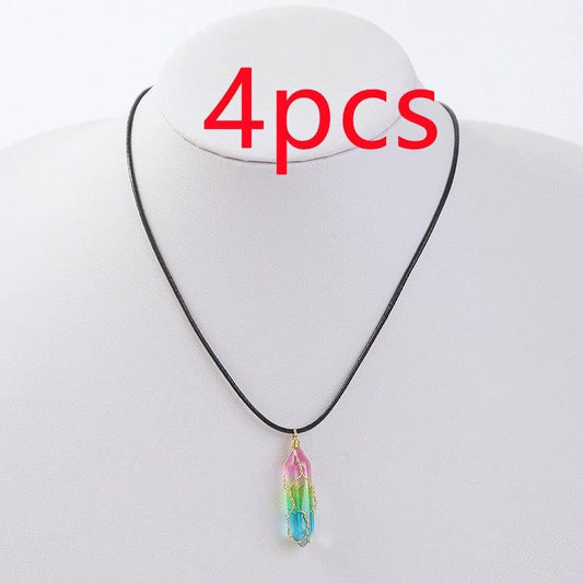 Women's transparent geometric diamond crystal necklace by Mandotos featuring sparkling crystal accents and modern design.