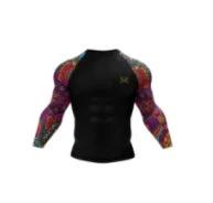 Mandotos XMARTIAL Aztec long and short sleeve shirt with vibrant graphic panel designs, unisex style, colorful and stylish.