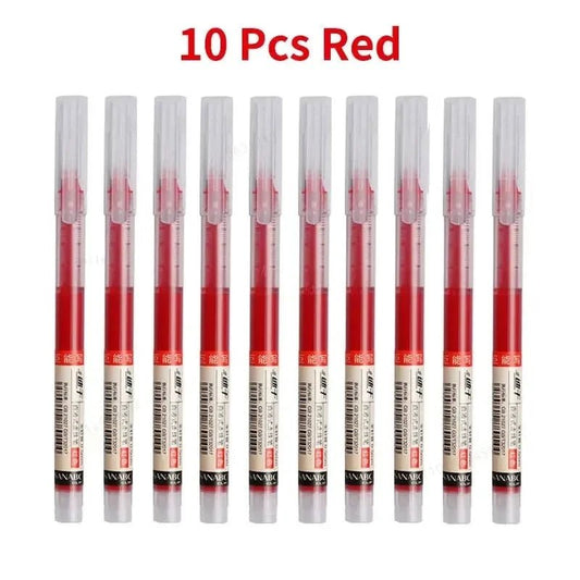 10Pcs/set High Quality Needle Type Gel Pens Straight Liquid Ballpoint Pen Kawaii Stationery School Office Supplies Writing - MANDOTOS
