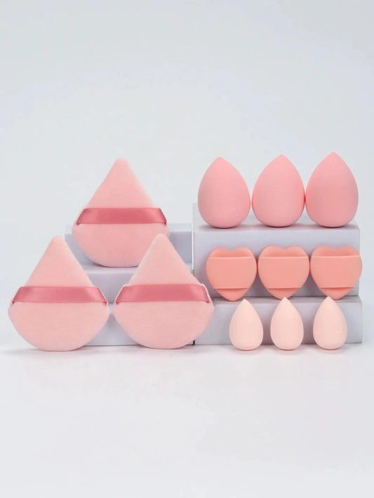12 Piece All Purpose Makeup Sponge Set with Loose Powder Puffs Mini Air Cushion Puffs Beauty Eggs and Mini Beauty Sponges - MANDOTOS