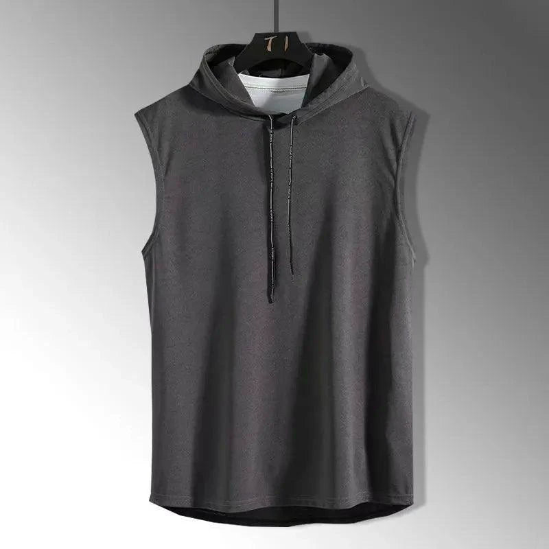 Mandotos 2026 Brand men's hip hop tank top in black, sleeveless design with bold logo print for casual streetwear style.