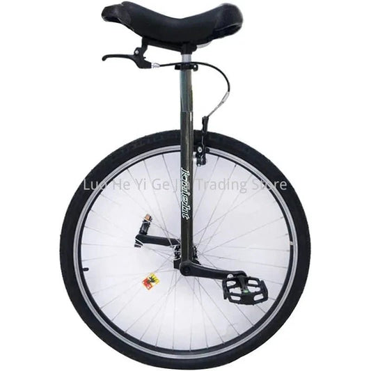 Mandotos 28-inch heavy-duty unicycle with brakes, suitable for tall men and teens, featuring a sturdy frame for balance riding.