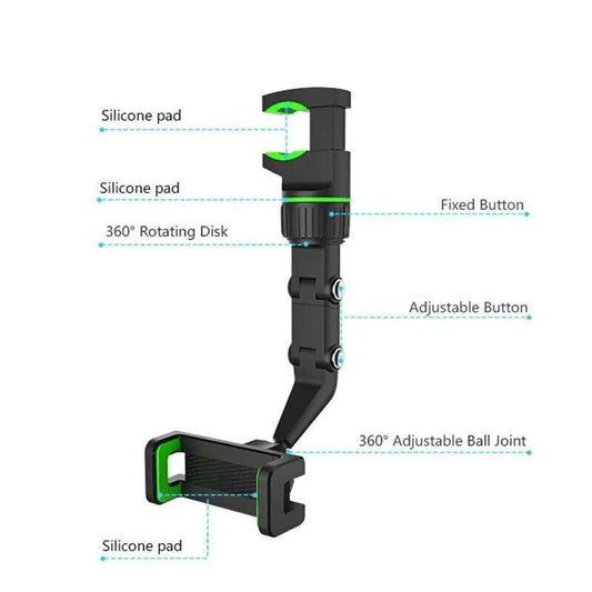 360° Adjustable Car Mirror Phone Mount - MANDOTOS