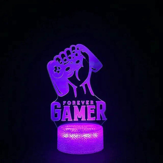 Mandotos 3D LED RGB gamer light displaying vibrant multicolor lighting for gaming setups and room decor.
