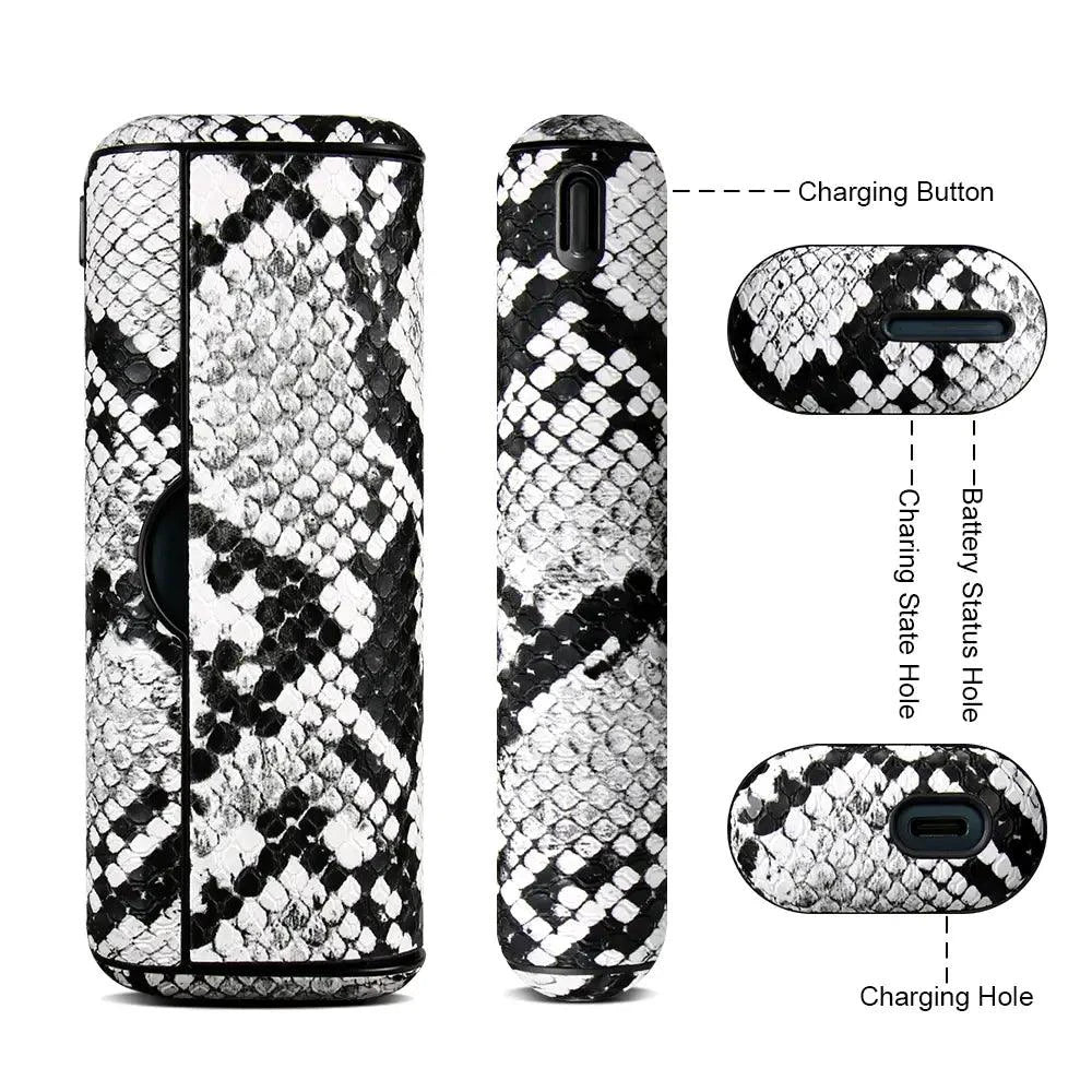 Mandotos animal snake leather case showcasing a sleek, textured snake pattern in a stylish protective accessory for devices.