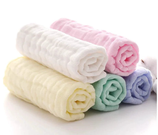 Baby Washcloths - Natural Cotton Baby Wipes - Soft Newborn Face Towel and Washcloth for Sensitive Skin, Registry as Shower, 5 P - MANDOTOS