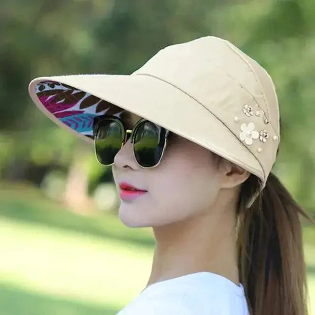 MANDOTOS Breezy Pearl Visor Hat with wide brim and stylish design, perfect for sun protection and casual outdoor wear.