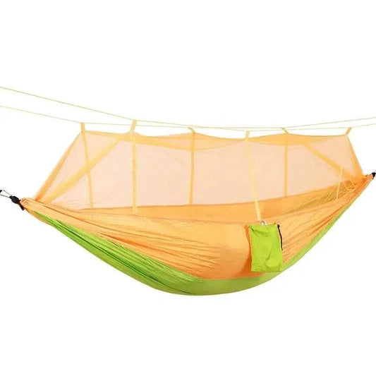 Mandotos Bug-Free Camp Hammock made of durable 210T nylon fabric, designed for insect-free outdoor relaxation.
