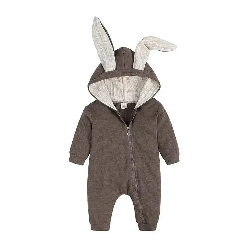 Mandotos Bunny Ear Baby Onesies featuring adorable bunny ear hood and soft fabric, perfect for cute and comfy baby wear.