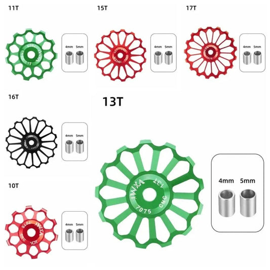 Mandotos ceramic bicycle guide wheel for rear derailleur, bearing axis adapter, bike guide roller, jockey wheel, 10T-17T.