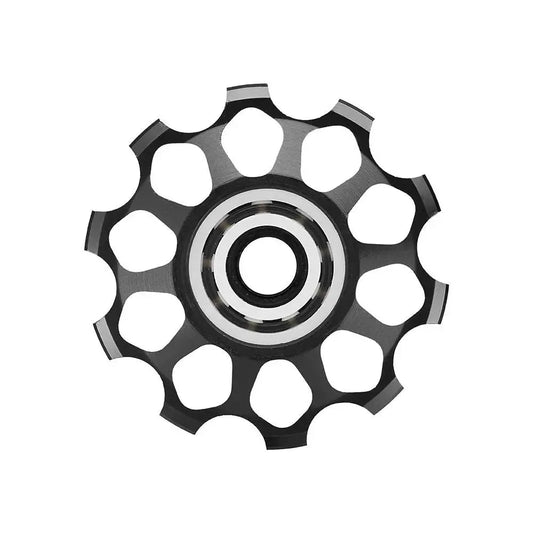 Mandotos ceramic bicycle guide wheel with bearing axis adapter, rear derailleur jockey wheel, 10T-17T, for smooth gear shifting.