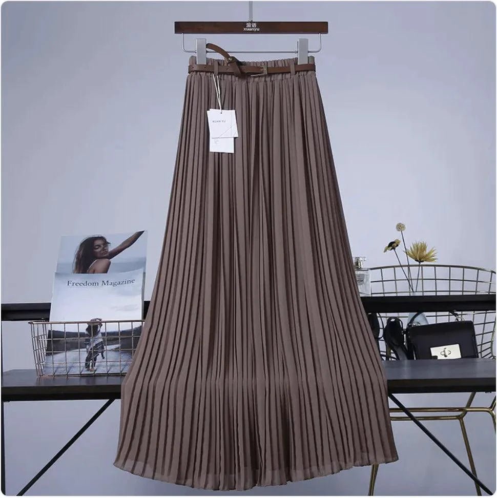 Mandotos Chic & Grace pleated chiffon skirt featuring flowing fabric and elegant design for effortless style.