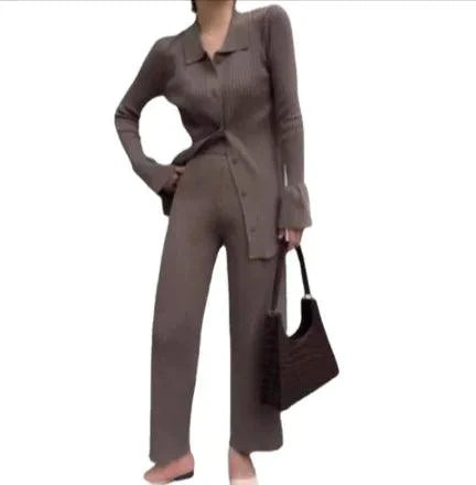 Chic Knit Collared Ensemble - MANDOTOS