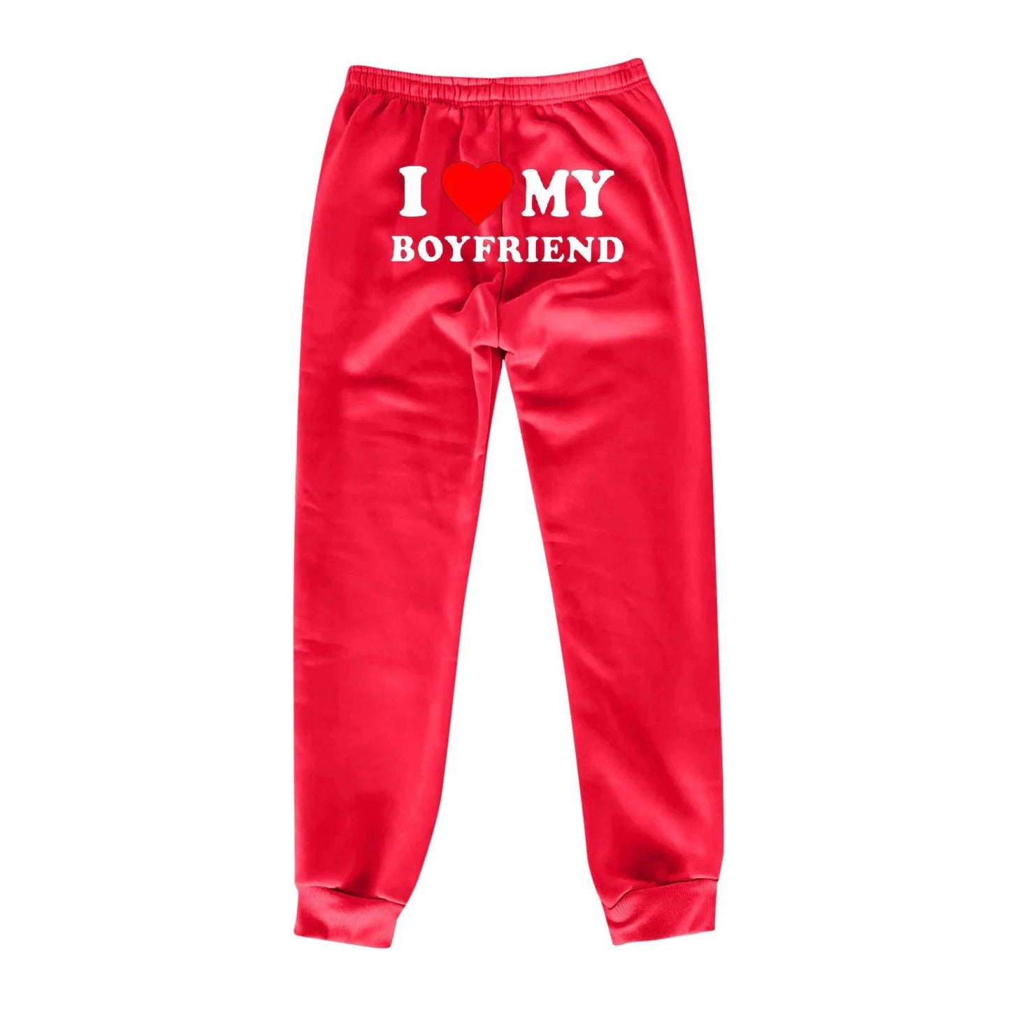 Mandotos Chic Love Print Trousers featuring a stylish love-themed pattern and comfortable fit, perfect for casual wear.