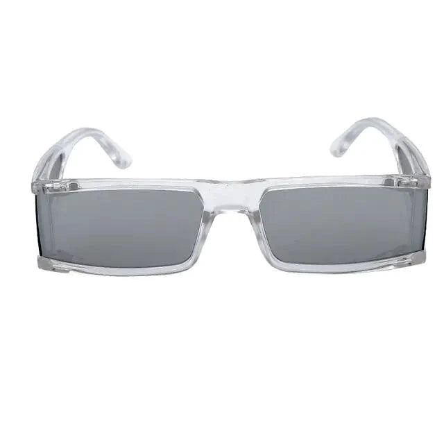 Mandotos chic retro rectangle sunglasses with black frames and tinted lenses, stylish and trendy eyewear for a vintage look.