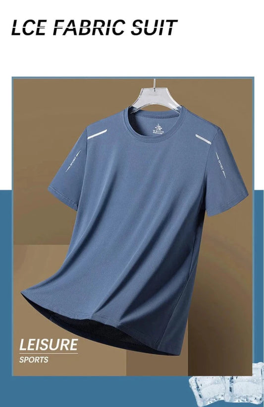 CHRLCK Men's Running Quick Drying T-shirts Breathable Hiking Fishing Tees Soft Elasticity Outdoor Sports Short Shirt Summer - MANDOTOS