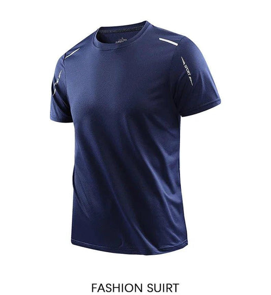 CHRLCK Men's Running Quick Drying T-shirts Breathable Hiking Fishing Tees Soft Elasticity Outdoor Sports Short Shirt Summer - MANDOTOS