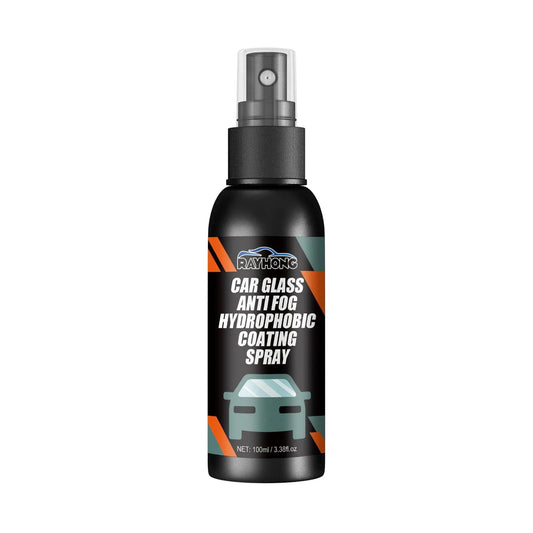 Mandotos ClearView Auto Glass Repellent bottle showing application on car windshield for improved visibility and rain resistance.