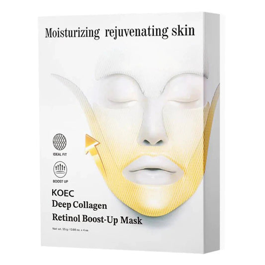 Mandotos Collagen Lifting Face Mask showing a woman applying a hydrating, rejuvenating facial mask for firm skin.