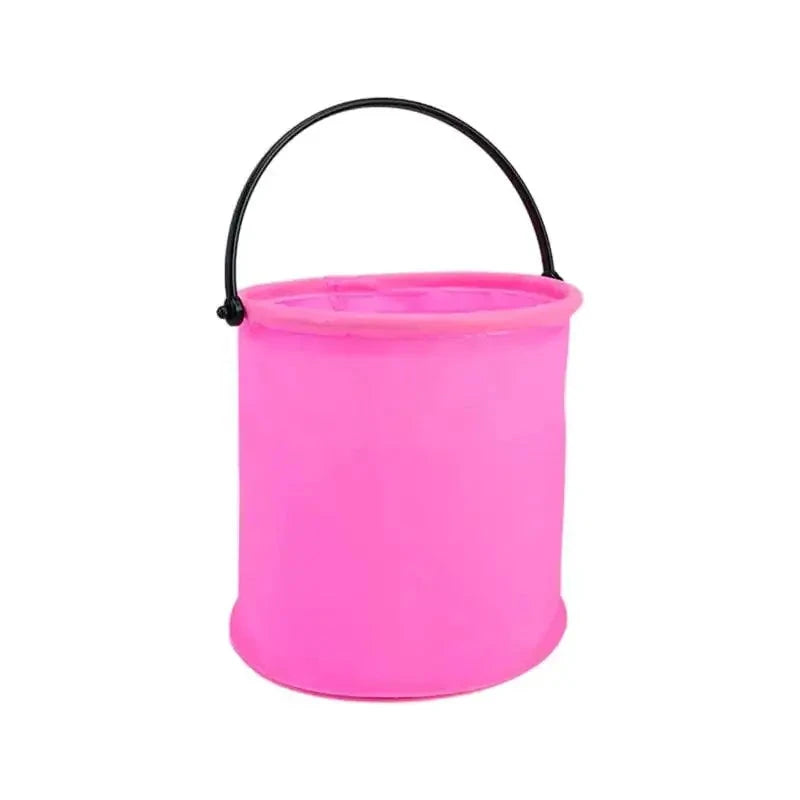 Mandotos Compact Seaside Bucket in bright blue with a handle, perfect for kidsā beach and sand play.