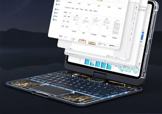 360 Swivel Keyboard Clear Case For IPad Smart Trackpad Bluetooth-compatible Keyboard Case Cover With Pen Slot - MANDOTOS