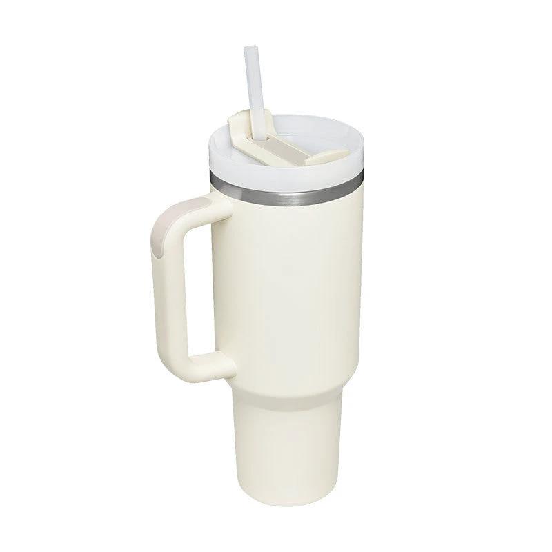 40 Oz Tumbler With Handle Straw Insulated, Stainless Steel Spill Proof Vacuum Coffee Cup Tumbler With Lid Tapered Mug Gifts For Valentine Lover Suitable For Car Gym Office Travel - MANDOTOS