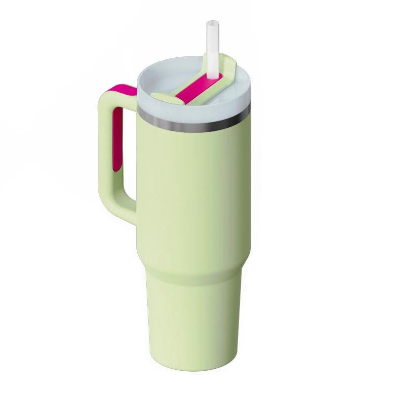 40 Oz Tumbler With Handle Straw Insulated, Stainless Steel Spill Proof Vacuum Coffee Cup Tumbler With Lid Tapered Mug Gifts For Valentine Lover Suitable For Car Gym Office Travel - MANDOTOS