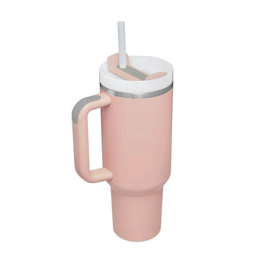 40 Oz Tumbler With Handle Straw Insulated, Stainless Steel Spill Proof Vacuum Coffee Cup Tumbler With Lid Tapered Mug Gifts For Valentine Lover Suitable For Car Gym Office Travel - MANDOTOS