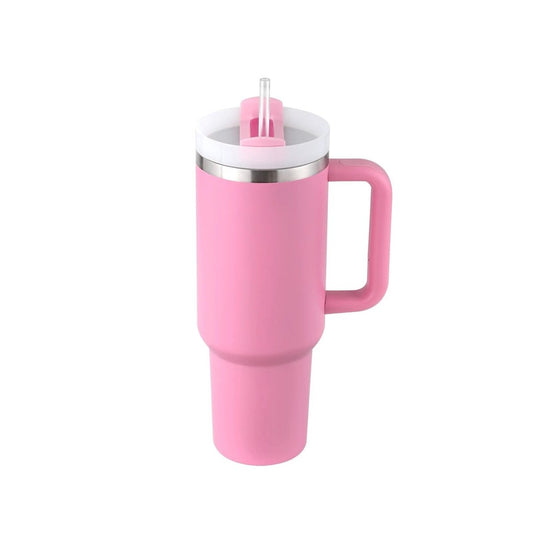40 Oz Tumbler With Handle Straw Insulated, Stainless Steel Spill Proof Vacuum Coffee Cup Tumbler With Lid Tapered Mug Gifts For Valentine Lover Suitable For Car Gym Office Travel - MANDOTOS