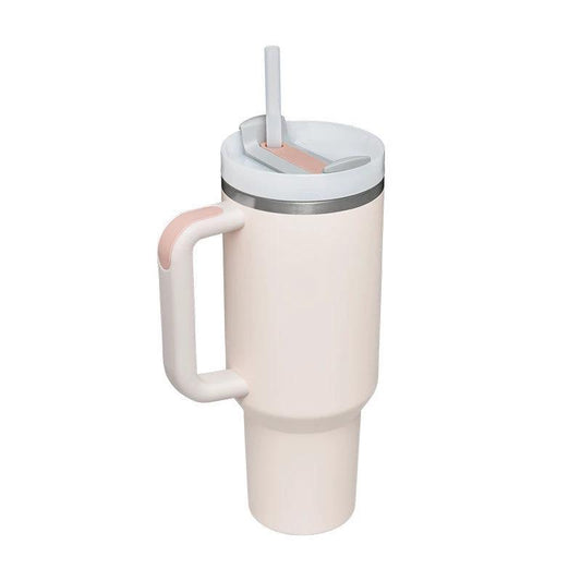 40 Oz Tumbler With Handle Straw Insulated, Stainless Steel Spill Proof Vacuum Coffee Cup Tumbler With Lid Tapered Mug Gifts For Valentine Lover Suitable For Car Gym Office Travel - MANDOTOS