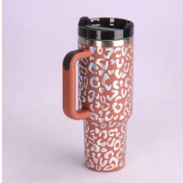 40 Oz Tumbler With Handle Straw Insulated, Stainless Steel Spill Proof Vacuum Coffee Cup Tumbler With Lid Tapered Mug Gifts For Valentine Lover Suitable For Car Gym Office Travel - MANDOTOS
