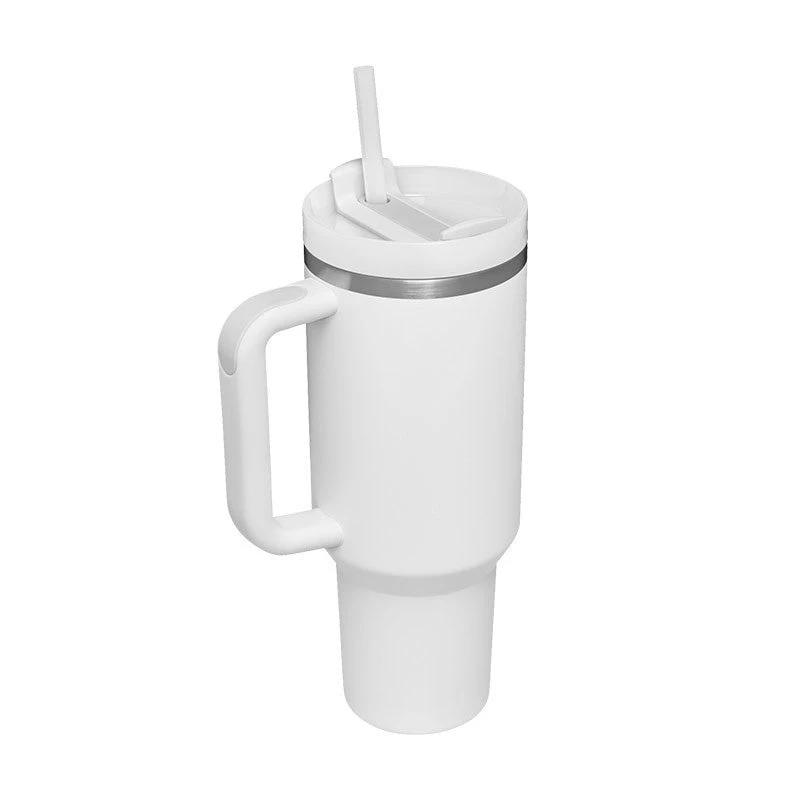 40 Oz Tumbler With Handle Straw Insulated, Stainless Steel Spill Proof Vacuum Coffee Cup Tumbler With Lid Tapered Mug Gifts For Valentine Lover Suitable For Car Gym Office Travel - MANDOTOS