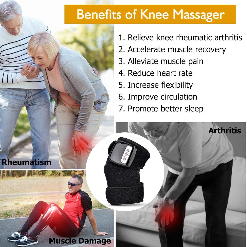 Mandotos electric infrared knee massager with adjustable heat and compression for joint and muscle relief.