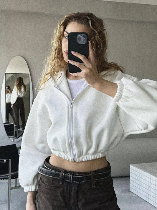European And American Casual Women's Solid Color Hoodies - MANDOTOS