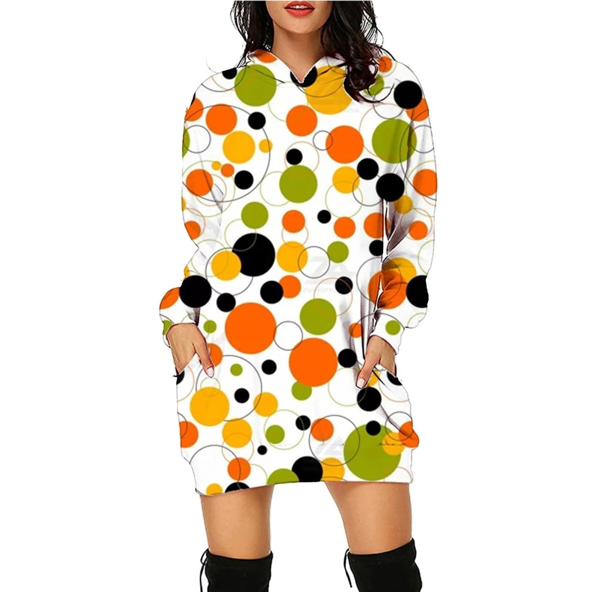 Halloween Print Long Hoodie With Pockets Sweater Long Sleeve Clothes Women - MANDOTOS