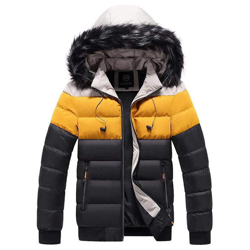 Mandotos heated splicing down jacket, stylish winter outerwear with insulation and heating features for warmth.
