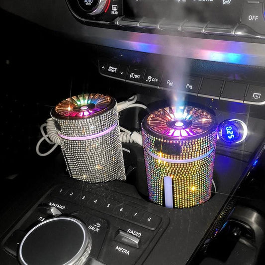 Mandotos luxury diamond car humidifier with LED light and aromatherapy diffuser for fresh air and relaxing ambiance in vehicle
