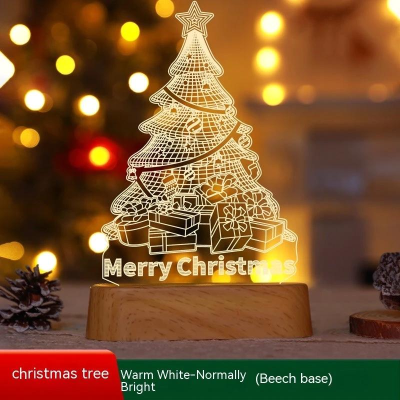 MANDOTOS Christmas 3D LED Acrylic Night Light Ornament Festive Holiday Decor Gift Idea For Kids - MANDOTOS