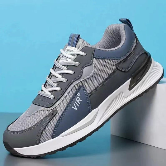 Men's Color Block Mesh Shoes Fashion Casual Lace-up Sneakers Outdoor Breathable Running Sports Shoes - MANDOTOS