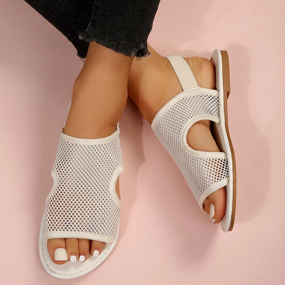 New Mesh Sandals Summer Casual Breathable Flat Shoes For Women Men Beach Shoes - MANDOTOS