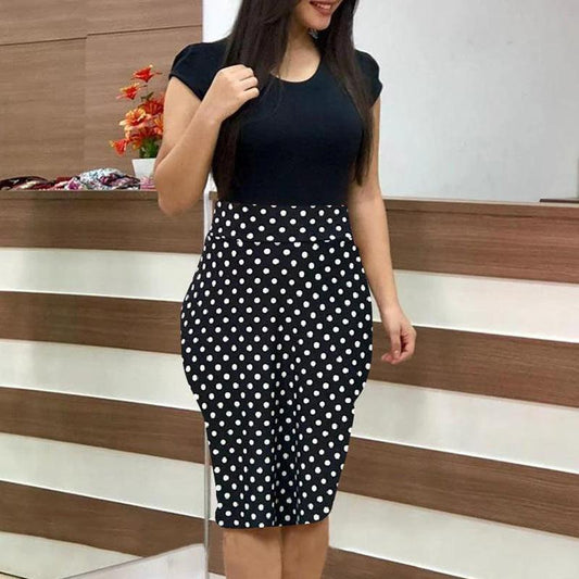 Printed Office Midi Pencil Dress Large Women Dress - MANDOTOS
