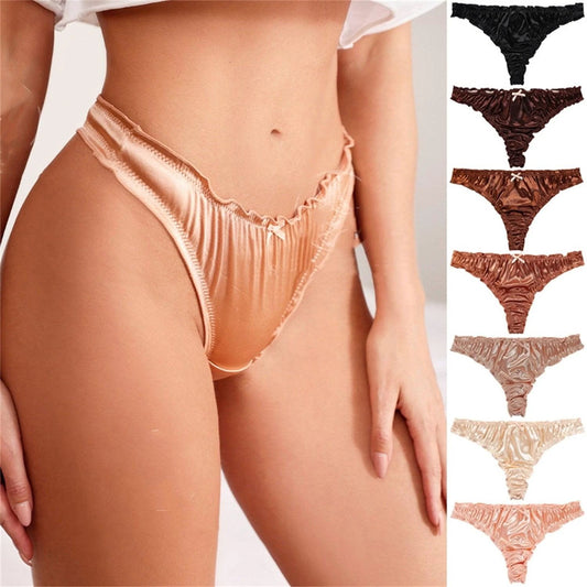 Mandotos satin cotton T-back women's underwear showcasing smooth fabric and comfortable fit for effortless style.