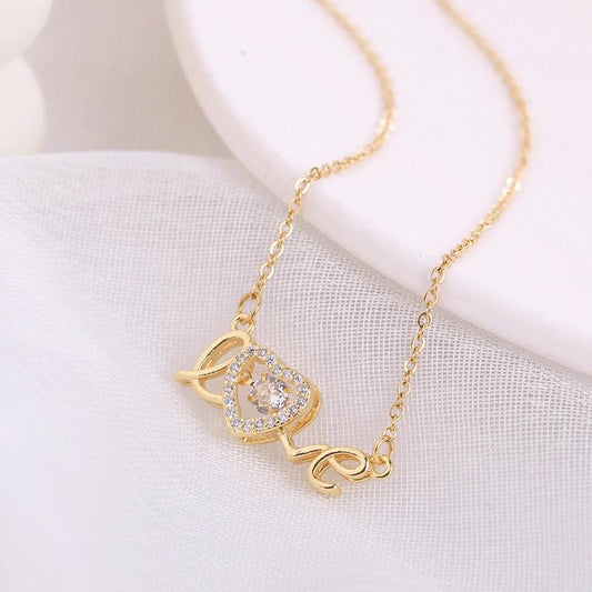 Valentines Day Gift New Titanium Steel Necklace Fashion New Love Smart Necklace Female Clavicle Chain Fashion Jewelry Woman - MANDOTOS