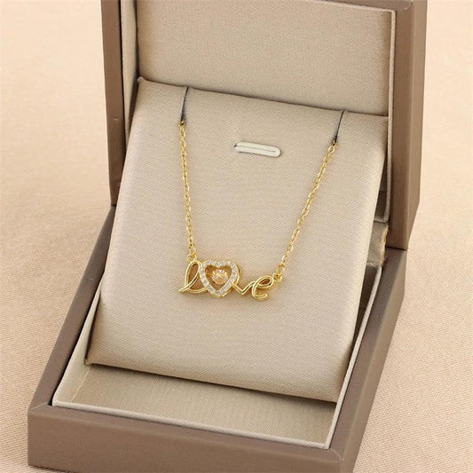 Valentines Day Gift New Titanium Steel Necklace Fashion New Love Smart Necklace Female Clavicle Chain Fashion Jewelry Woman - MANDOTOS
