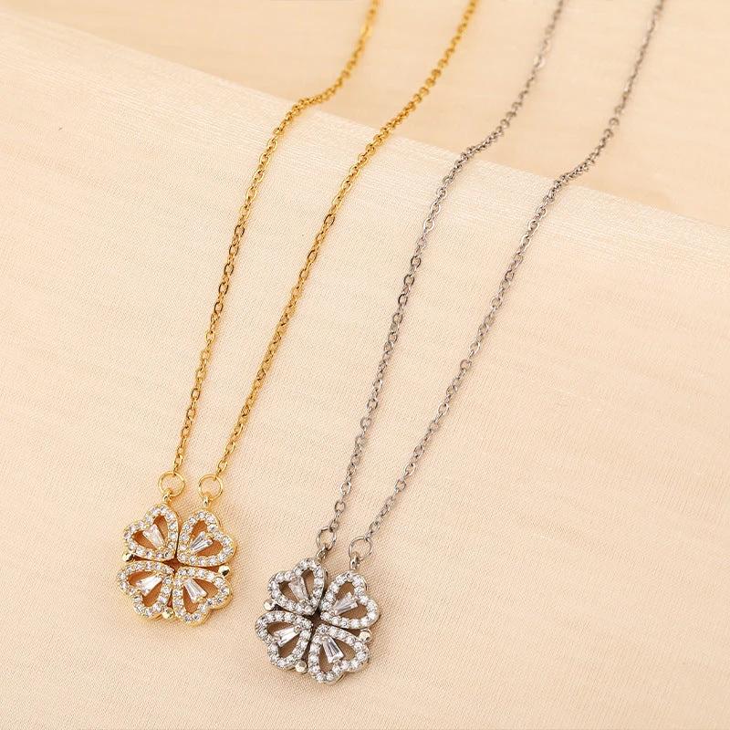 Mandotos Four-leaf Clover necklace made of light, non-fading titanium steel with a luxurious, elegant design.