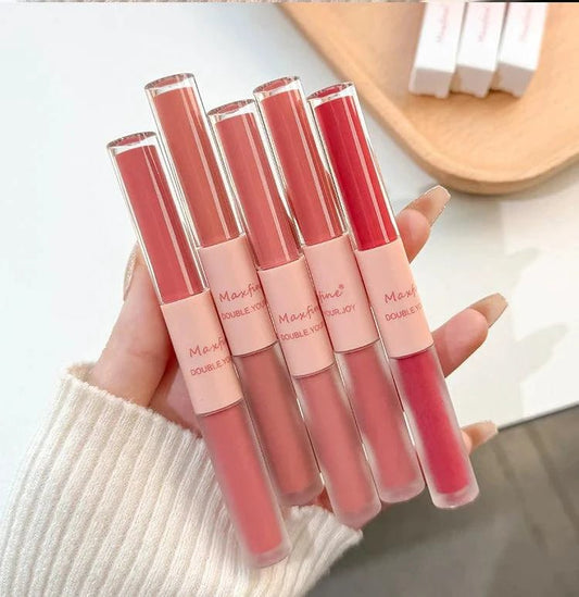 Double End Lip Glaze Full Gloss Mirror And Matte Velvet Long Term Color And Moisture Lip Gloss Anti Stain Cosmetic Lip Glaze - MANDOTOS