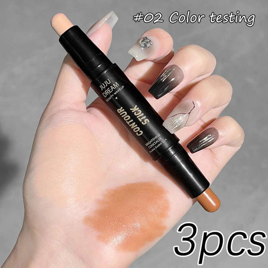 Double Ended Dual Purpose High Light Trimming Stick Three Dimensional Contour Nose Shadow Facial Shape Brighten and Trim - MANDOTOS
