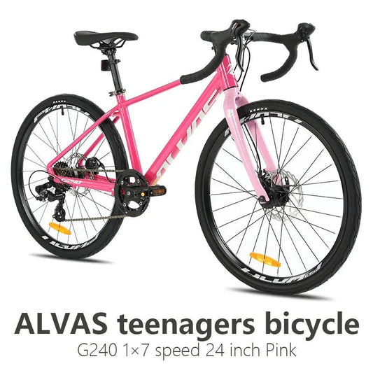 Mandotos F YUZE G240 7-speed aluminum disc brake children's bike handlebar, 380mm, suitable for boys and girls, teen road bicycle
