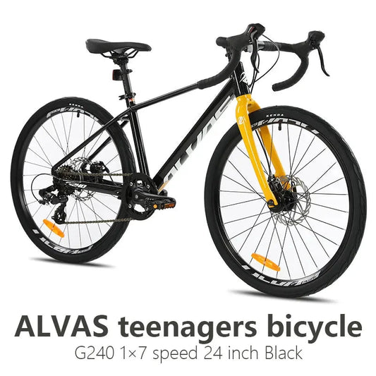 Mandotos F YUZE G240 7-speed aluminum disc brake children's bike handlebar, 380mm, for boys and girls, teen road bicycle.