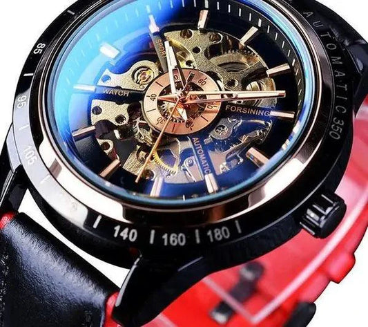 Forsining Scarlet Leather Timepiece - MANDOTOS